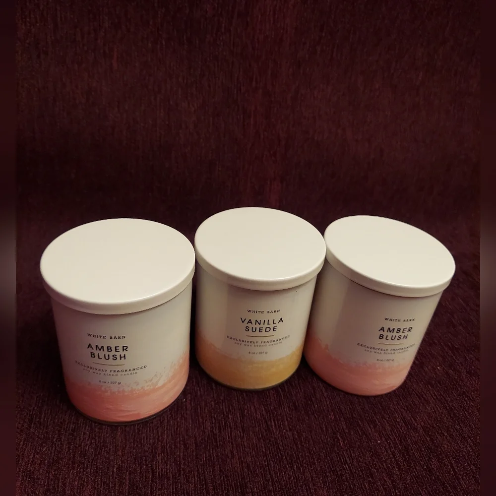 Amber blush and vanilla suede candles by bath and body works. 1 SHATTERED JAR